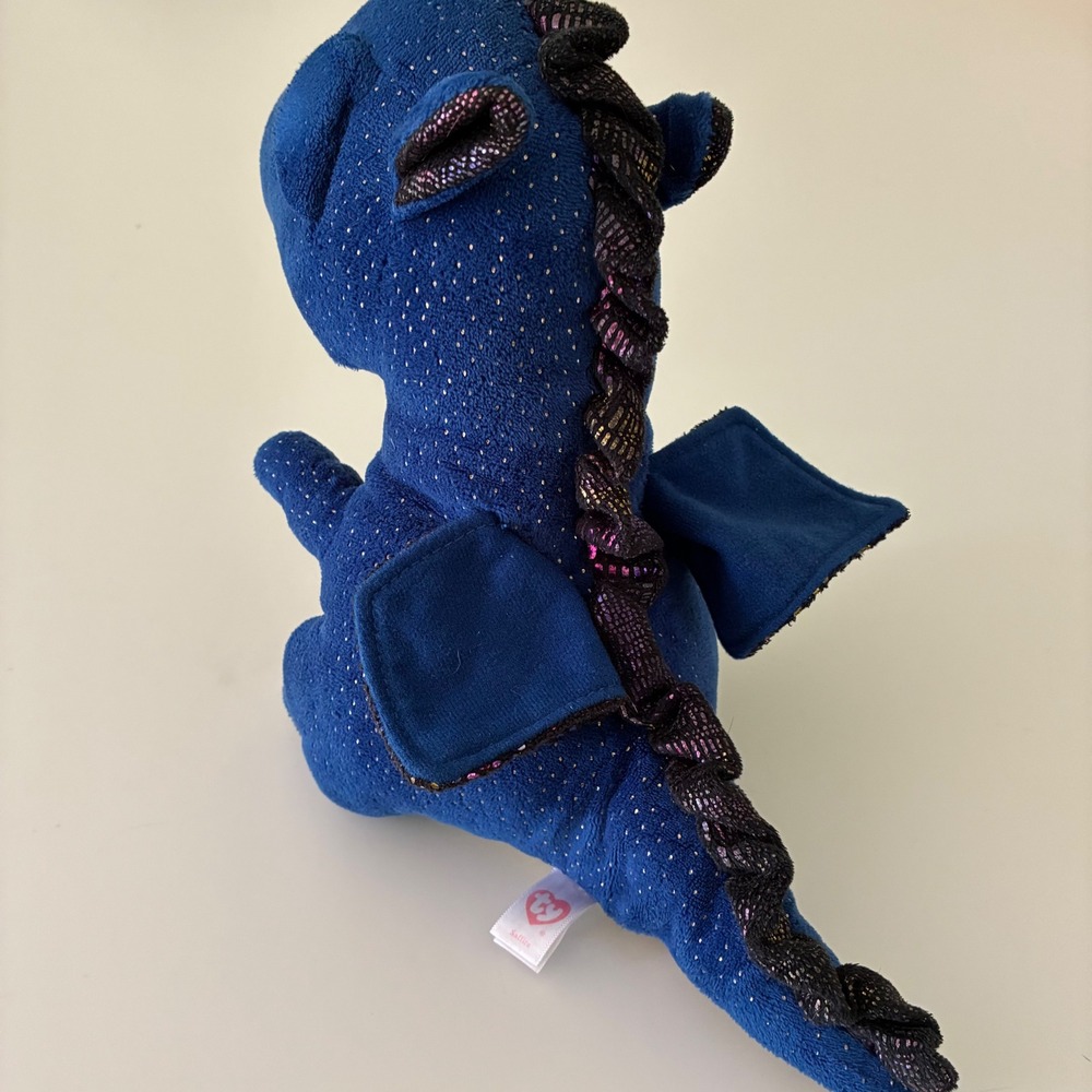 Ty Beanie Boos Saffire Blue Dragon Plush Sparkle Gold Eyes‎ Iridescent 6 inch - Picture 3 of 10